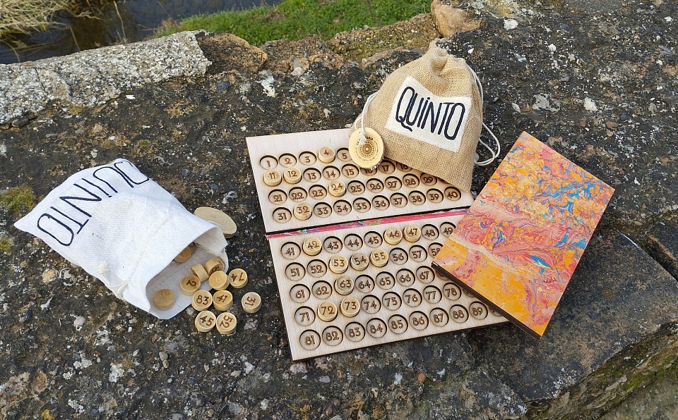 Juego de loteria   (quinto,quina )hecho a mano en Madera de boj